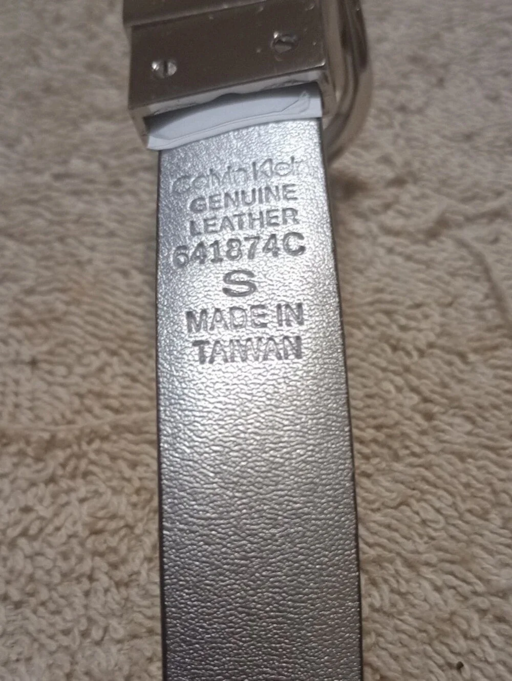 Calvin Klein Black Textured Leather Belt with Silver Buckle
